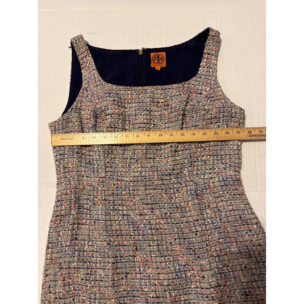Tory Burch Emma Knotted Tweed Sleeveless Midi Lined Dress Size 12 - Picture 11 of 16